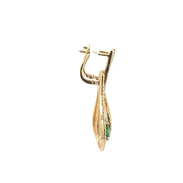 14K Diamond and Emerald Drop Earrings Image 3 Kiefer Jewelers Lutz, FL