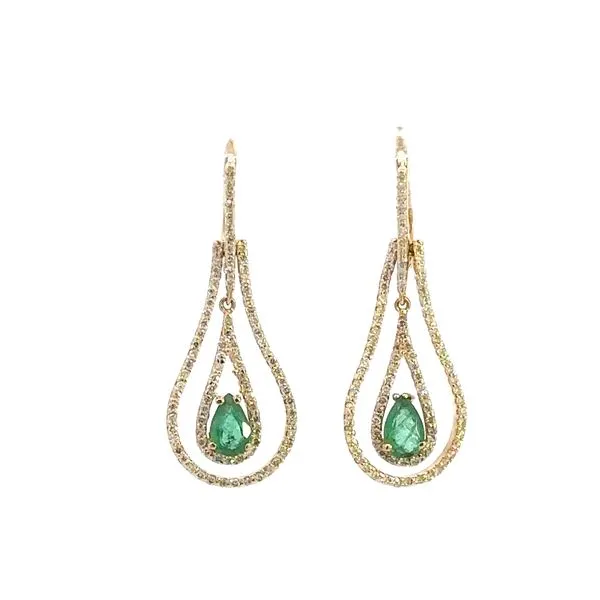 14K Diamond and Emerald Drop Earrings Kiefer Jewelers Lutz, FL