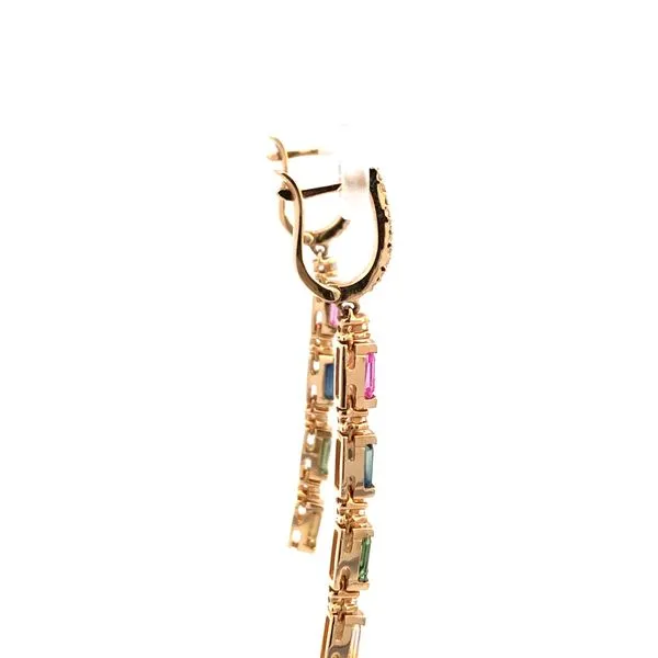 14K Diamond and Multi Sapphire Drop Earrings Image 3 Kiefer Jewelers Lutz, FL