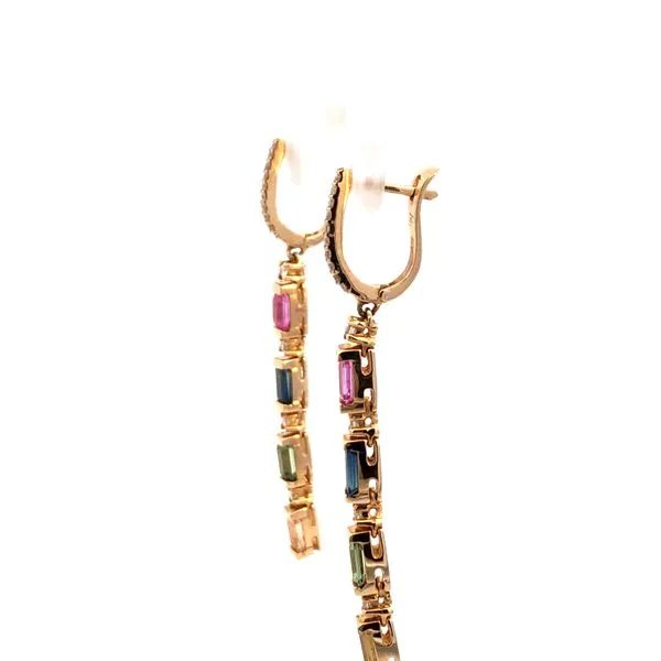 14K Diamond and Multi Sapphire Drop Earrings Image 4 Kiefer Jewelers Lutz, FL