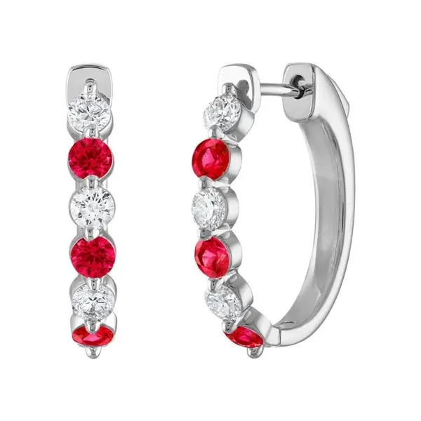 14K Diamond and Ruby Hoop Earring Kiefer Jewelers Lutz, FL