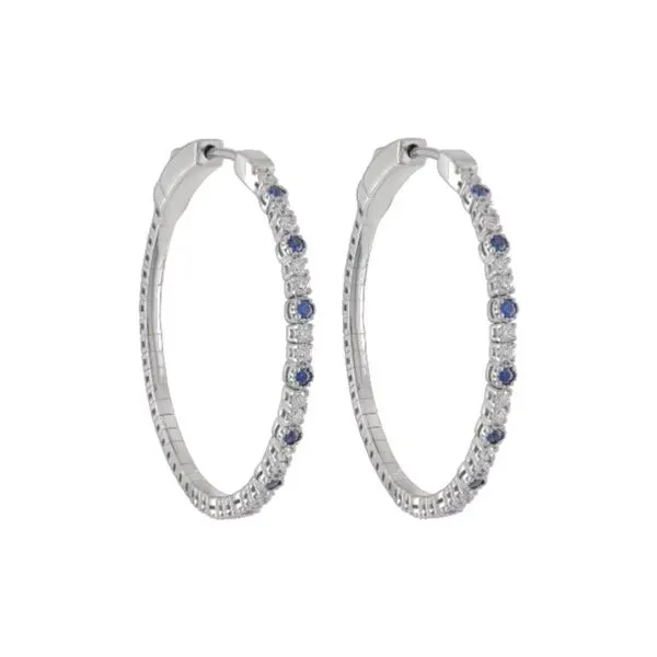 14K Diamond and Sapphire Flexi Hoop Earring Kiefer Jewelers Lutz, FL