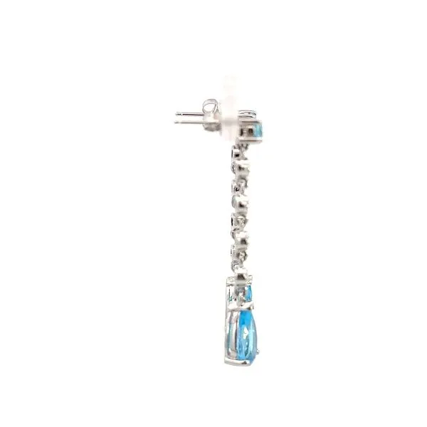 14K Blue Topaz & Diamond Drop Earrings Image 2 Kiefer Jewelers Lutz, FL