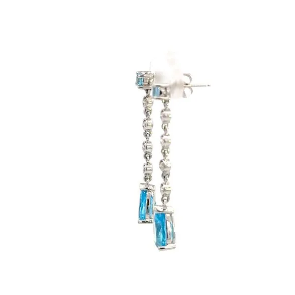 14K Blue Topaz & Diamond Drop Earrings Image 3 Kiefer Jewelers Lutz, FL
