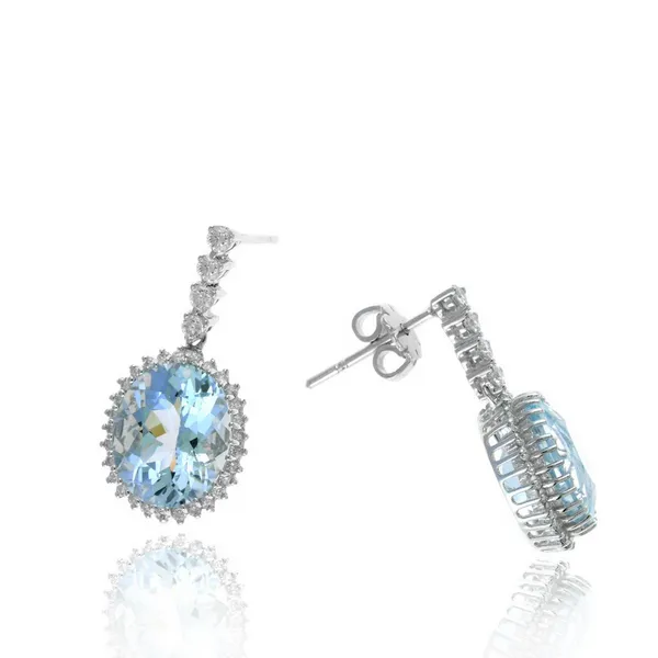 14KW Aquamarine and Diamond Halo Drop Earrings Kiefer Jewelers Lutz, FL