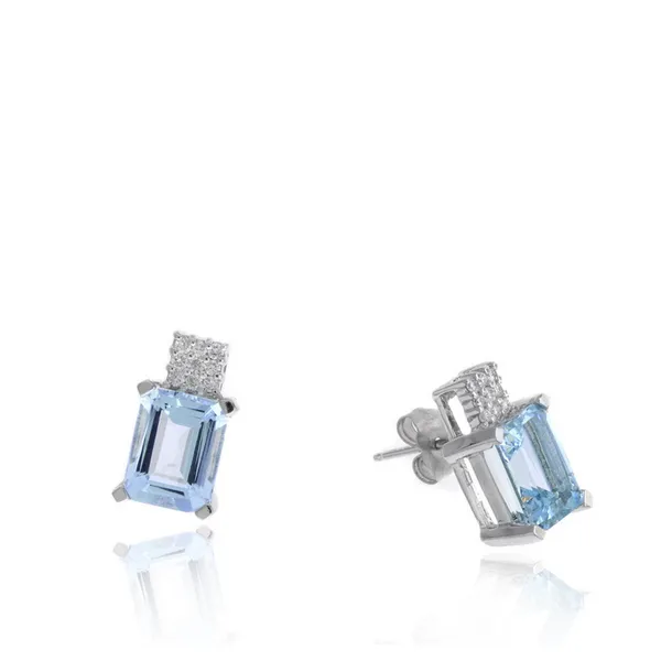 14KW Aquamarine and Diamond Accented Stud Earrings Kiefer Jewelers Lutz, FL