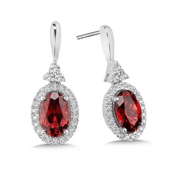 14KW .14CTW Diamond and Garnet Drop Earrings Kiefer Jewelers Lutz, FL