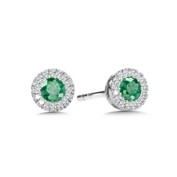 14K Emerald & Diamond Halo Earrings Kiefer Jewelers Lutz, FL