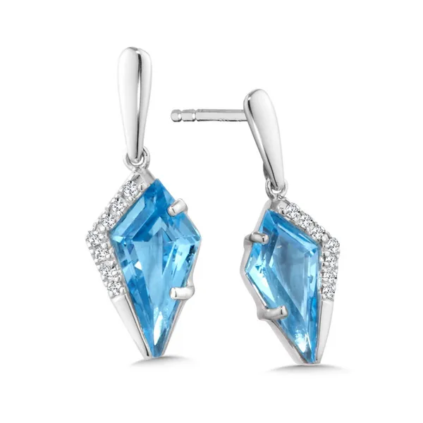14KW Kite-Cut Blue Topaz & Diamond Earrings Kiefer Jewelers Lutz, FL