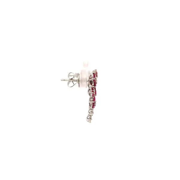 14KW Ruby and Diamond Flower Drop Earrings Image 3 Kiefer Jewelers Lutz, FL