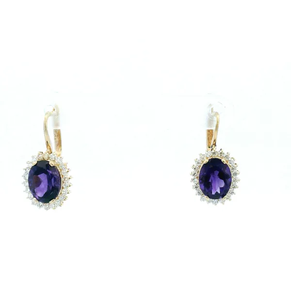 14KY Amethyst and Diamond Halo Drop Earrings Kiefer Jewelers Lutz, FL