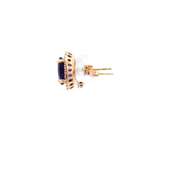 14KR Amethyst and Diamond Halo Stud Earrings Image 3 Kiefer Jewelers Lutz, FL