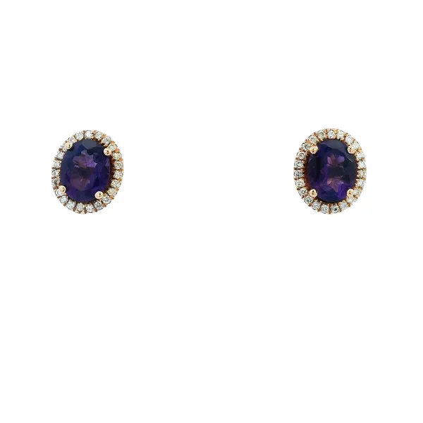 14KR Amethyst and Diamond Halo Stud Earrings Kiefer Jewelers Lutz, FL