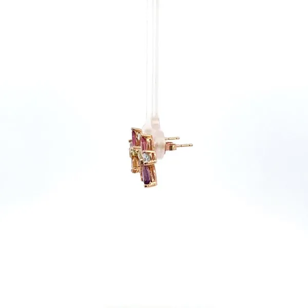 14KR Multi-Colored Gemstone Flower Earrings Image 4 Kiefer Jewelers Lutz, FL