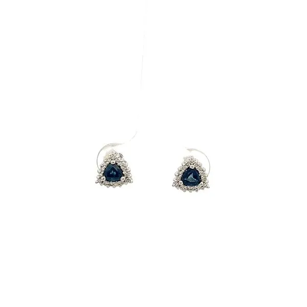 14KW Saph/Dia Halo Stud Earrings Kiefer Jewelers Lutz, FL