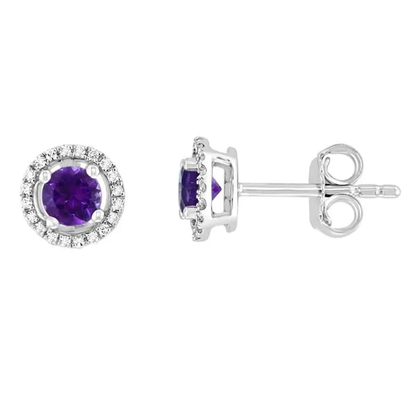 14K Amethyst & Diamond Earrings