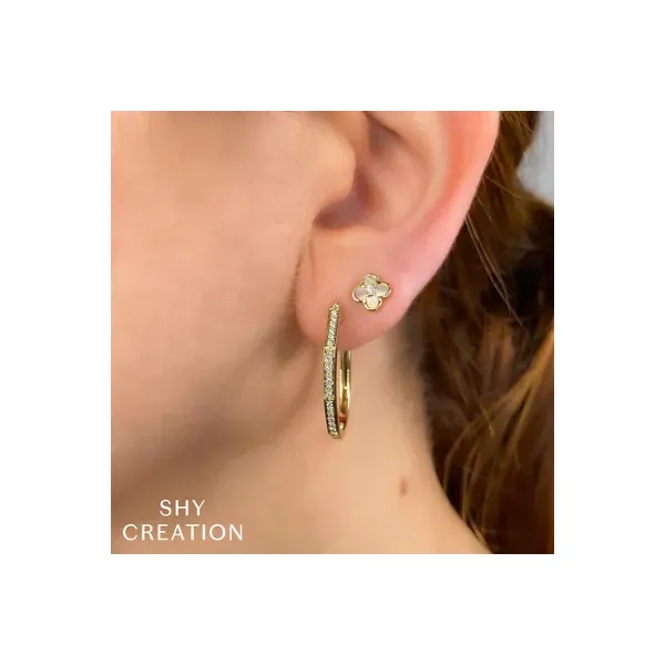 14K Cultured Mother of Pearl Clover Stud Earrings  by Shy Creation Image 2 Kiefer Jewelers Lutz, FL