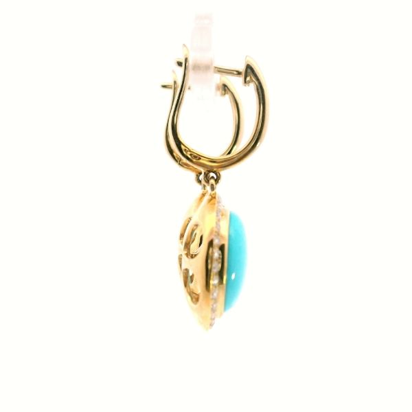 14KY Turquoise and Diamond Drop Earrings Image 3 Kiefer Jewelers Lutz, FL