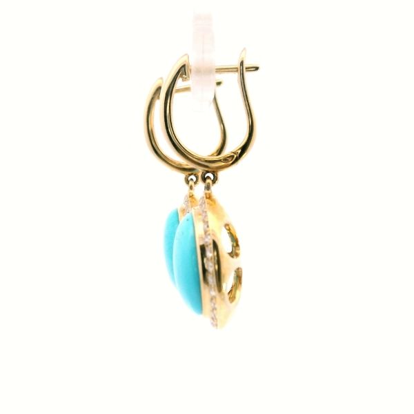 14KY Turquoise and Diamond Drop Earrings Image 4 Kiefer Jewelers Lutz, FL