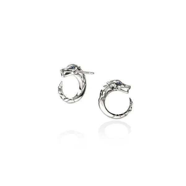 SS Sapphire Eyes Naga Round Stud Earrings by John Hardy Image 3 Kiefer Jewelers Lutz, FL