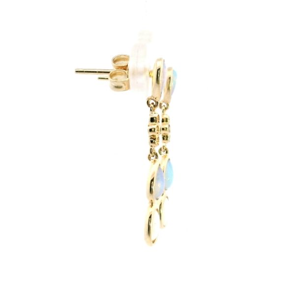 14KY Opal and Diamond Drop Earrings Image 3 Kiefer Jewelers Lutz, FL
