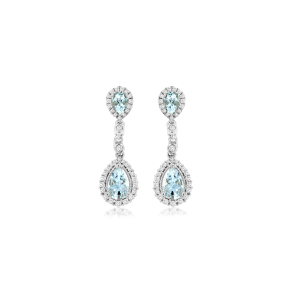 14KW Aquamarine and Diamond Drop Earrings Kiefer Jewelers Lutz, FL