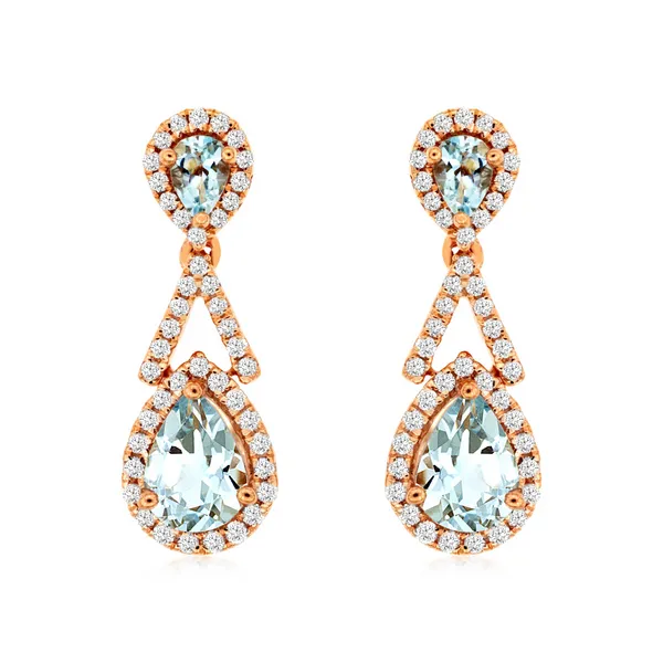 14KR Aquamarine and Diamond Drop Earrings Kiefer Jewelers Lutz, FL