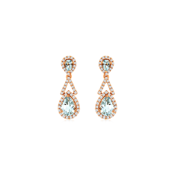 14KR Aquamarine and Diamond Drop Earrings Kiefer Jewelers Lutz, FL