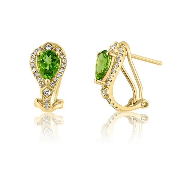 14KY Peridot and Diamond Leverback Earrings Kiefer Jewelers Lutz, FL