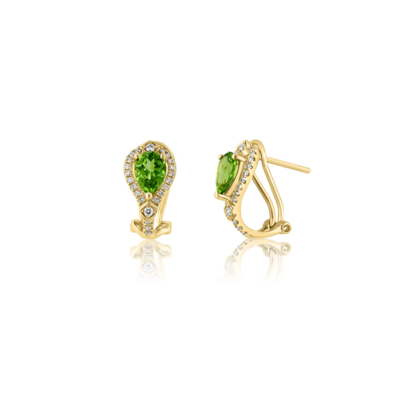 14KY Peridot and Diamond Leverback Earrings Kiefer Jewelers Lutz, FL