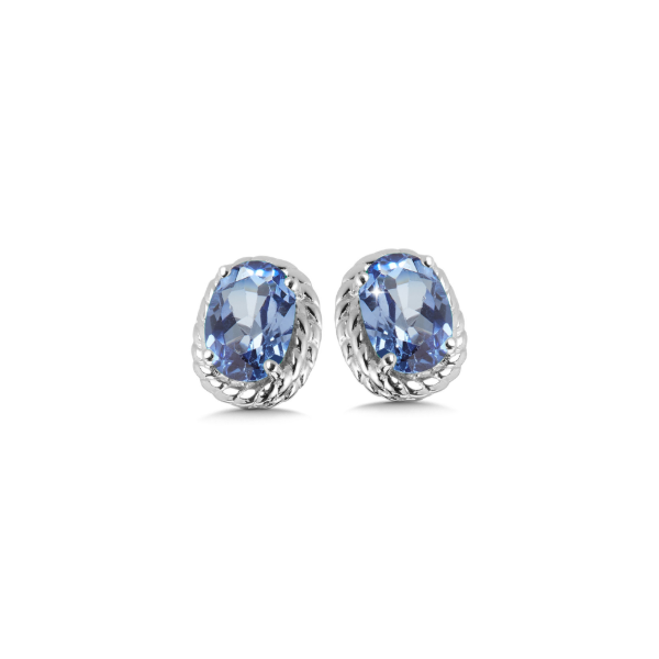 Sterling Silver Created Blue Sapphire Stud Earrings Kiefer Jewelers Lutz, FL