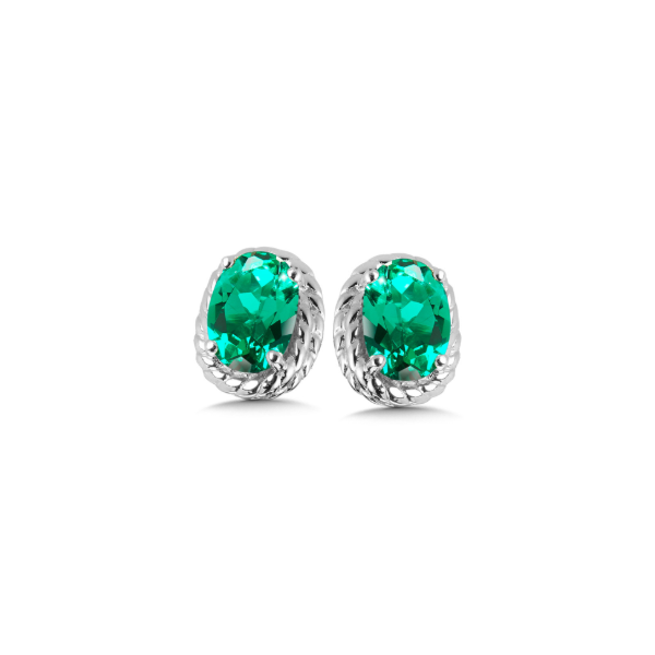 Sterling Silver Created Emerald Stud Earrings Kiefer Jewelers Lutz, FL