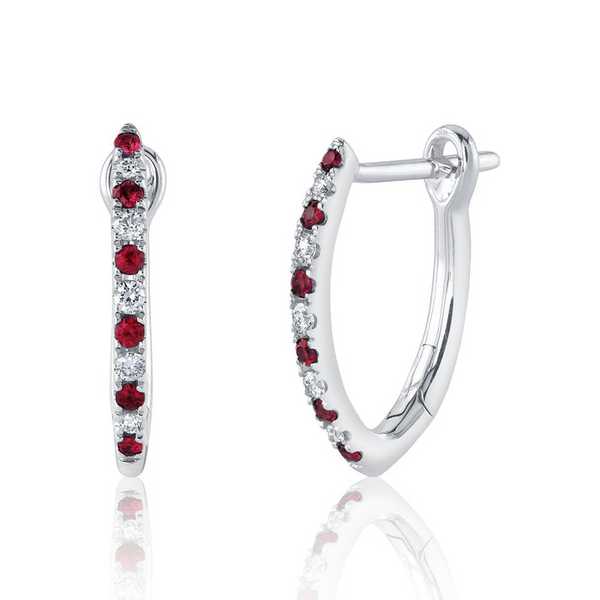 14KW Ruby and Diamond Hoop Earrings by Shy Creation Kiefer Jewelers Lutz, FL