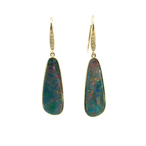14KY Doublet Opal and Diamond Drop Earrings Kiefer Jewelers Lutz, FL
