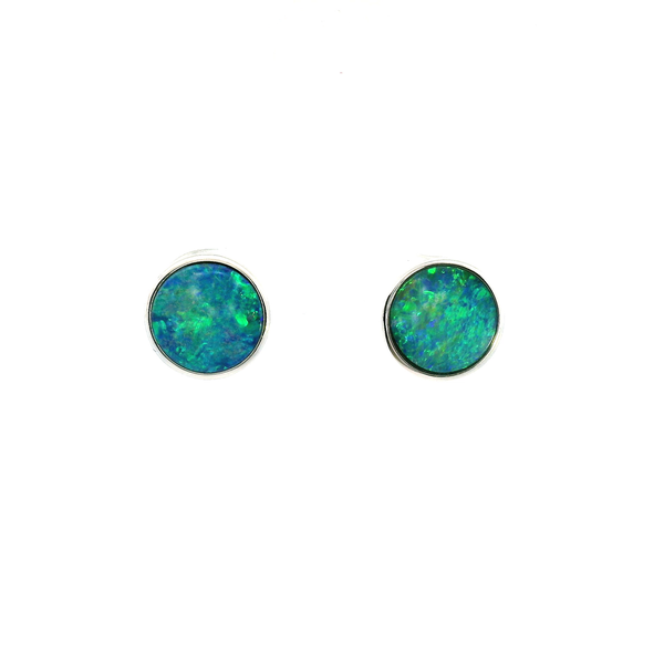 14KW Doublet Opal Round Stud Earrings Kiefer Jewelers Lutz, FL