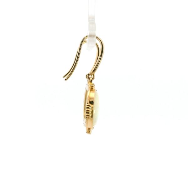 14KY Oval Opal and Diamond Drop Earrings Image 3 Kiefer Jewelers Lutz, FL