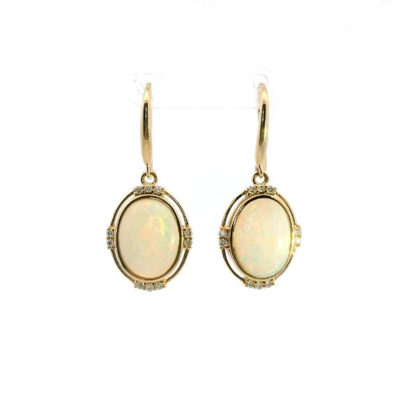 14KY Oval Opal and Diamond Drop Earrings Kiefer Jewelers Lutz, FL