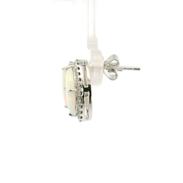 14KW Marquise Opal and Diamond Stud Earrings Image 4 Kiefer Jewelers Lutz, FL