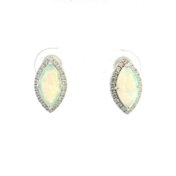 14KW Marquise Opal and Diamond Stud Earrings Kiefer Jewelers Lutz, FL