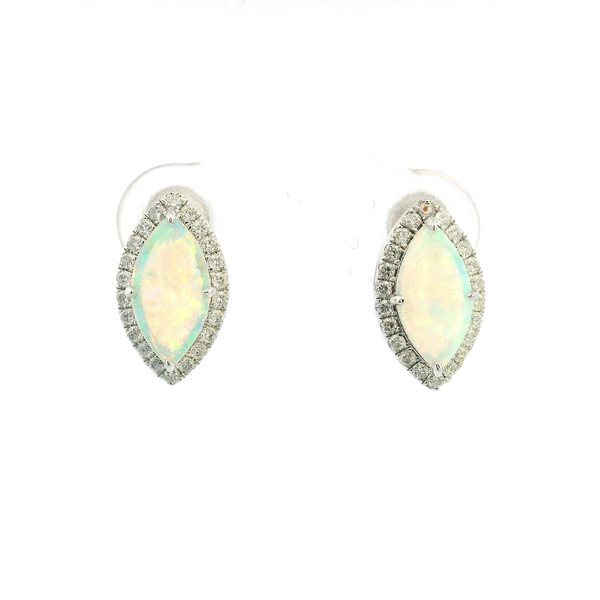 14KW Marquise Opal and Diamond Stud Earrings Kiefer Jewelers Lutz, FL