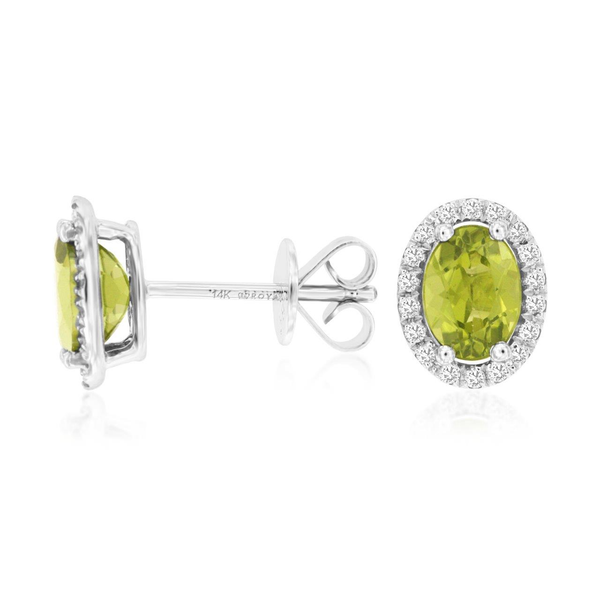 14KW Oval Peridot and Diamond Halo Stud Earrings Kiefer Jewelers Lutz, FL