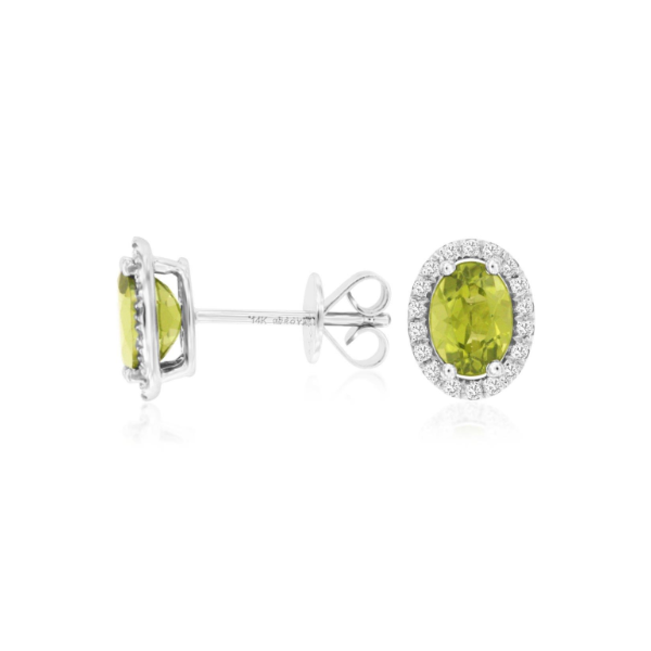 14KW Oval Peridot and Diamond Halo Stud Earrings Kiefer Jewelers Lutz, FL