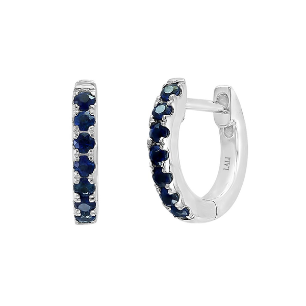 14KW 0.26CTW Sapphire Huggie Hoop Earrings Kiefer Jewelers Lutz, FL