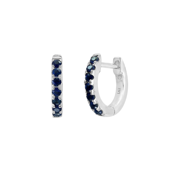 14KW 0.26CTW Sapphire Huggie Hoop Earrings Kiefer Jewelers Lutz, FL