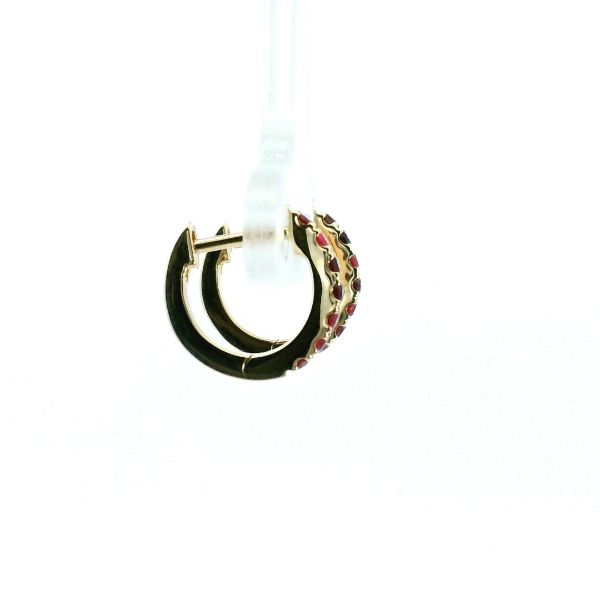 14KY 0.26CTW Ruby Huggie Hoop Earrings Image 3 Kiefer Jewelers Lutz, FL