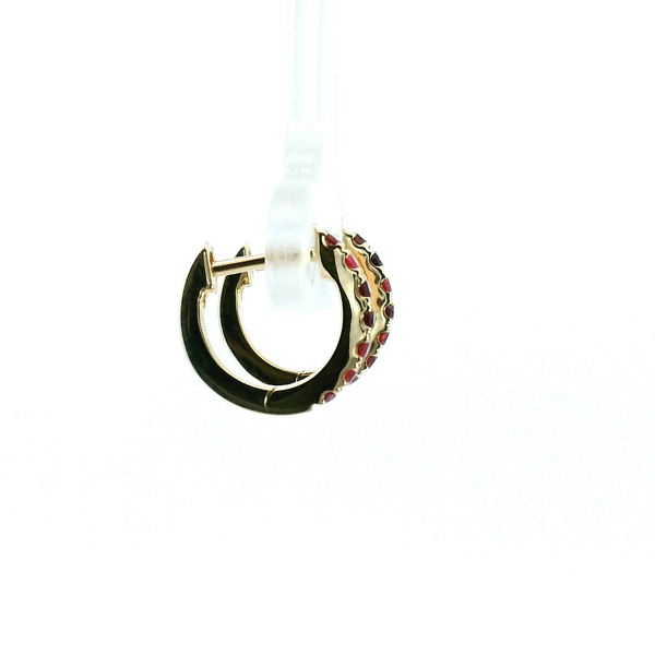 14KY 0.26CTW Ruby Huggie Hoop Earrings Image 3 Kiefer Jewelers Lutz, FL