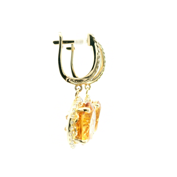 14KY Citrine and Diamond Drop Earrings Image 3 Kiefer Jewelers Lutz, FL