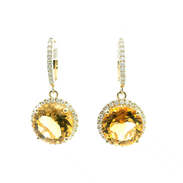 14KY Citrine and Diamond Drop Earrings Kiefer Jewelers Lutz, FL