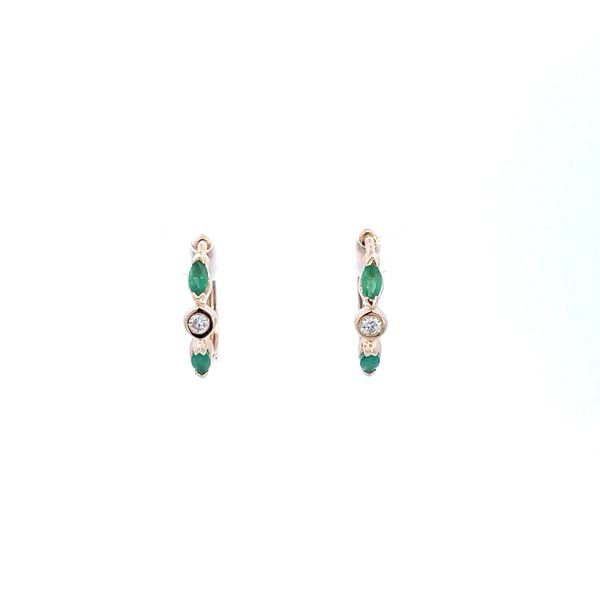 14KY Marquise Emerald and Diamond Hoop Earrings Kiefer Jewelers Lutz, FL