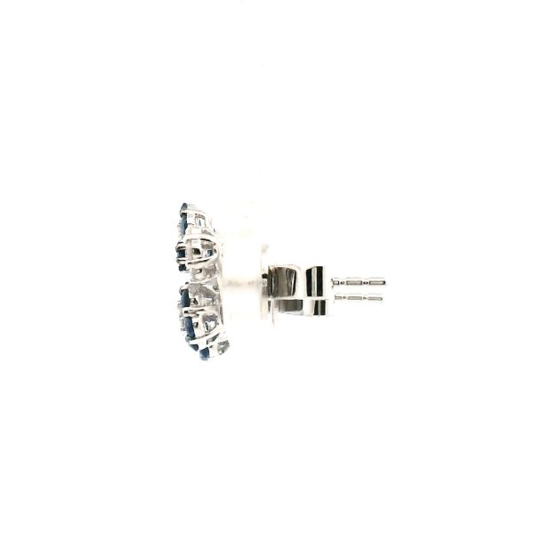 Estate 14KW Sapphire and Diamond Three Flower Stud Earrings Image 4 Kiefer Jewelers Lutz, FL